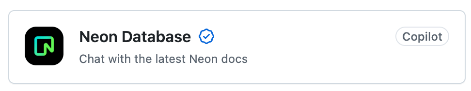 Neon GitHub copilot extension